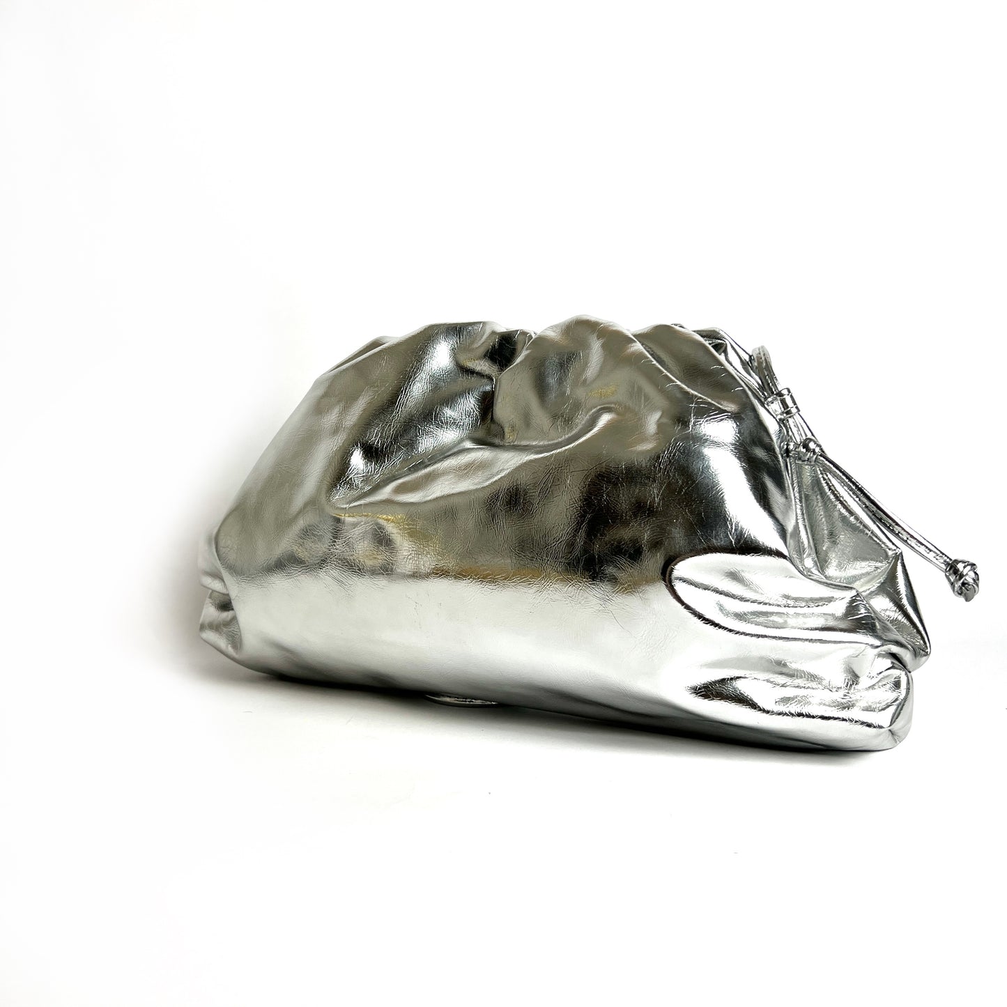 Silver Metallic Clutch Bag - Large - Little Touch